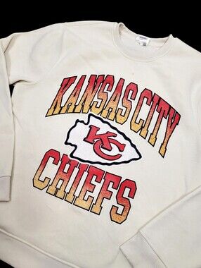 NFL Kansas City Chiefs Classic Logo Graphic White Sweatshirt Top Size: XL